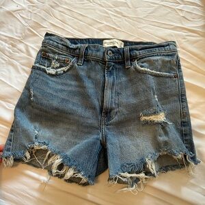 Abercrombie & Fitch Blue Jean Shorts Distressed High-Waisted